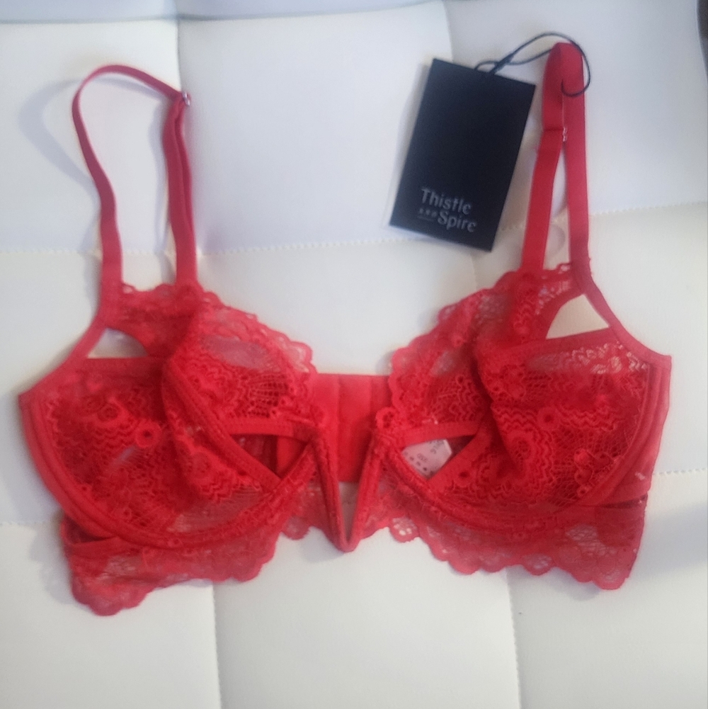 New‎ Thistle and Spire Scarlet Lace Bra, Size 32D